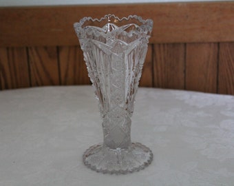 Cut Glass Vase Small Art Deco Styled Bud Vase Vintage Floristware