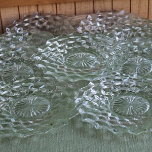 Fostoria American Clear Pattern Salad Plates Set of Nine (9) Vintage Dinnerware