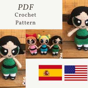 PDF pattern Buttercup, Powerpuff Girls, crochet pattern, powerpuff girls crochet, chicas superpoderosas, las súper nenas