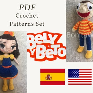 PDF PATRON Bely y Beto amigurumi, Bely Beto amigurumi, Bely Beto crochet, Bely Beto pattern