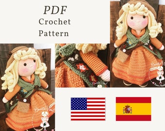 PDF Pattern Annalise crochet doll, step by step collectible amigurumi doll