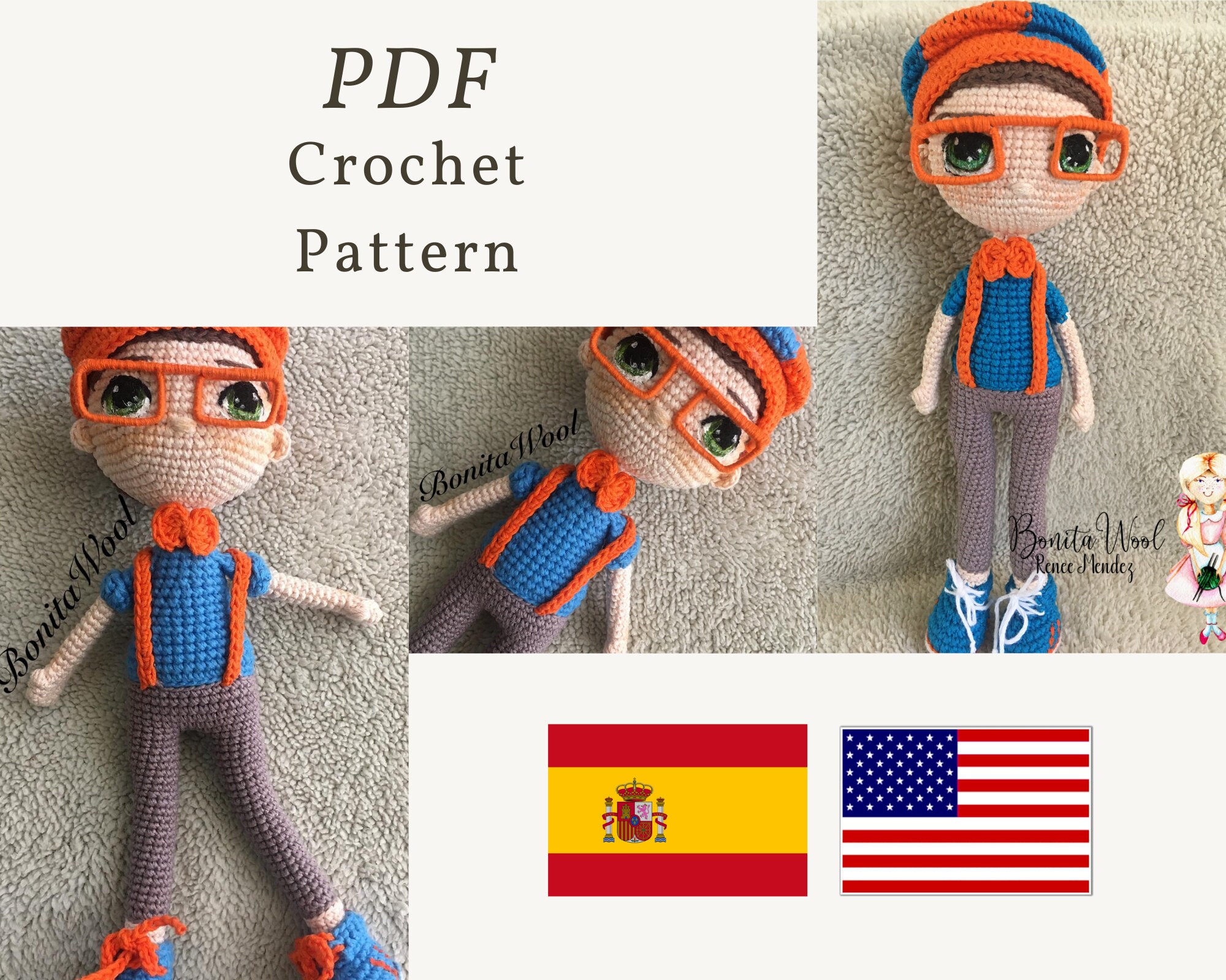 PDF PATTERN Blippi Amigurumi Blippi 