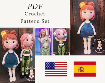 PDF SET PATTERN Chaeyoung amigurumi, Chaeyoung crochet pattern, Kpop crochet doll, Twice crochet dol