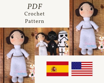 PDF Pattern Princesa Leia Star Wars, Leia amigurumi, crochet pattern,  amigurumi doll, princess Leia pattern, guerra galaxias