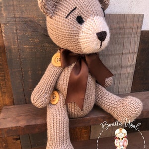 PDF knitting pattern, Bear Knitting Pattern, animal knitted doll, Toy Knitting Classic Teddy Bear Pattern, Stuffed soft Animal Toy pattern