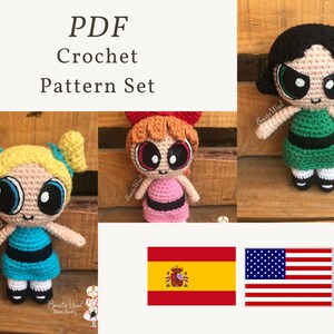PDF Patterns Powerpuff Girls, crochet pattern, Powerpuff girls crochet, Chicas Superpoderosas, Las súper nenas
