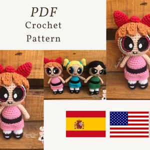 PDF pattern Blossom, Powerpuff Girls, crochet Pattern, powerpuff girls crochet, chicas superpoderosas, las súper nenas