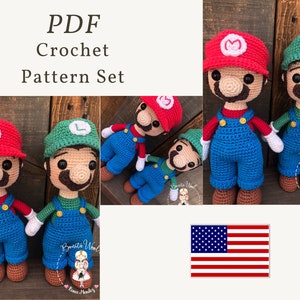 Luigi Crochet Pattern PDF Plush Amigurumi Tutoriel US Terms Super Mario /  FR Patron Au Crochet Peluche Luigi Fichier Pdf à Imprimer 