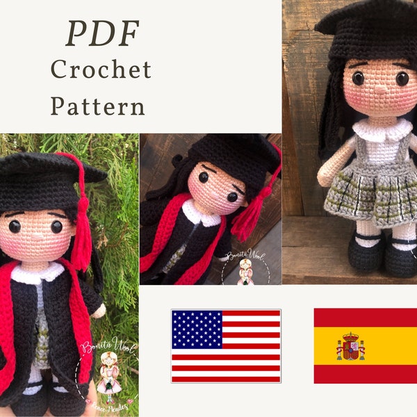 PDF Patrón muñeco graduado, patrón muñeco crochet, patrón amigurumi, tutorial muñeco crochet, patrón muñeco crochet