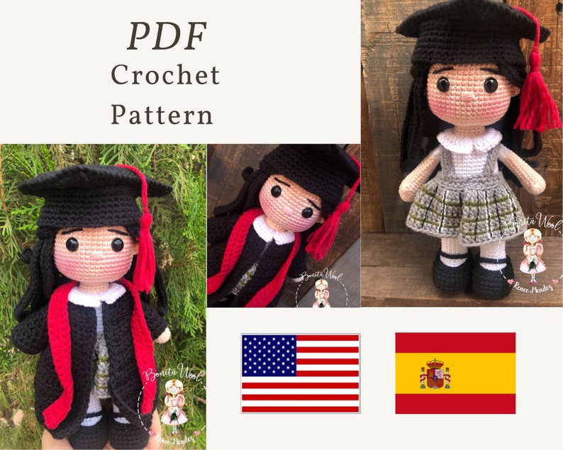 PDF Patrón muñeco graduado, patrón muñeco crochet, patrón amigurumi, tutorial muñeco crochet, patrón muñeco crochet image 1