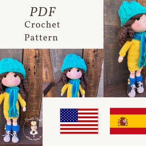 PDF patter Lizzie Doll, crochet doll, step by step doll, collectible dolls