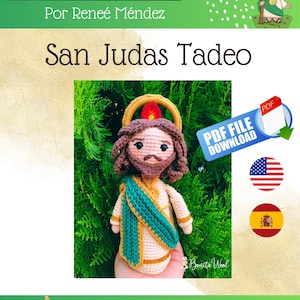 PDF St Jude Thadeuss pattern, english pattern, crochet doll, amigurumi, San Judas Tadeo