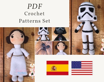 PDF Star Wars-mönster 4i1, Prinsessan Leia, Darth Vader, Stormtrooper, krigsgalaxernas beskyddare, Star Wars-mönster