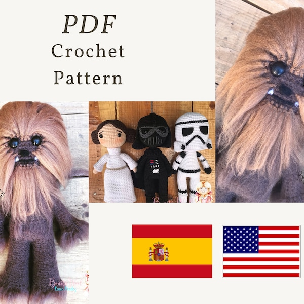 PDF Chewbacca, patrón crochet, Chewbacca patrón, Chewbacca pattern