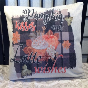 Herbst/Erntekissen-Büffel kariert-Herbstdekoration-Kürbis Latte Dekor-Haus-Einzugsgeschenk-Herbstdekoration-16x16 Kissen-Herbst Kissenbezug