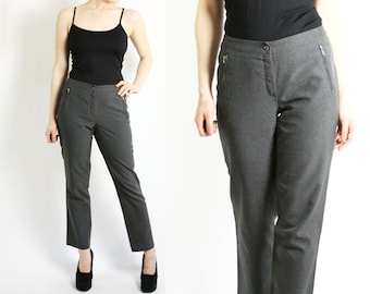 Vintage jaren 90 grijs grijze middelhoge enkelbroek broek