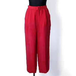 レッドキュプラハイウエストパンツ、ヴィンテージ80年代90年代ベルト付きペグレッグパンツW 27