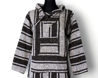 Moletom Baja Vintage dos anos 90: Pulôver Mexicano, Poncho de Surfe