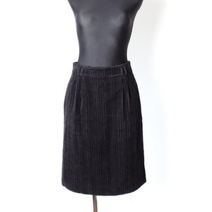 Vintage Black Corduroy Skirt With Rabbit Fur Trim — Star Struck Vintage