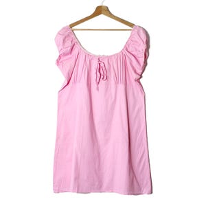 Vintage Coattgecore Mini Dress, 90&#39;s Pink Cotton Peasant Mini Babydoll Dress, Empire Waist Kitsch - size XL to 2XL