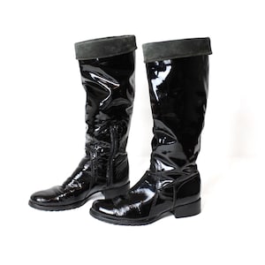 Vintage Black Patent Leather Riding Boots - Made in Italy - US 6 / EUR 36