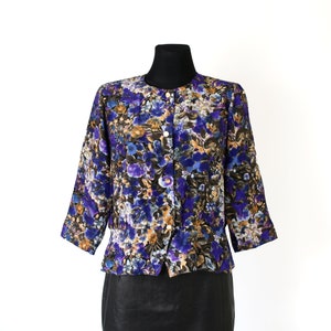 Floral Print Button Up Blouse, Handmade Vintage 70&#39;s  80&#39;s Blouse