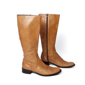 Vintage Brown Leather Riding Boots - Tall 80s 90s Style (US 6.5 / EUR 37)