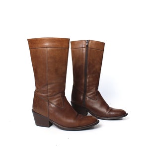 Vintage Brown Leather Western Boots - Size US 6.5 / EUR 37