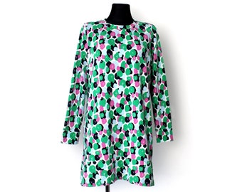 90s Abstract Print Cotton Tunic Dress - Size M/L