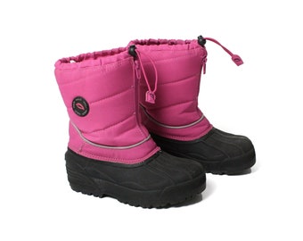 Pink snow boots, Vintage 90's duck boots, Winter high boots waterproof