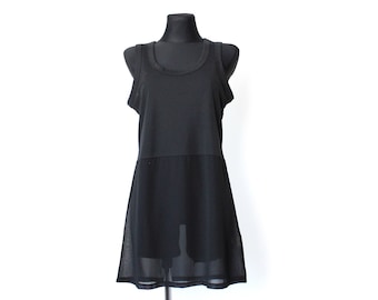 Vintage 90's Black Mesh Tunic, Sleeveless Long Blouse Mini Dress Goth Boho  - Etsy