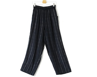 Pantalones Palazzo de Rayas Vintage: Pantalones de Viscosa de Talle Alto de los Años 80