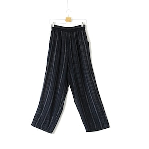 Vintage gestreepte palazzo-broek: hoog getailleerde viscosebroek uit de jaren 80