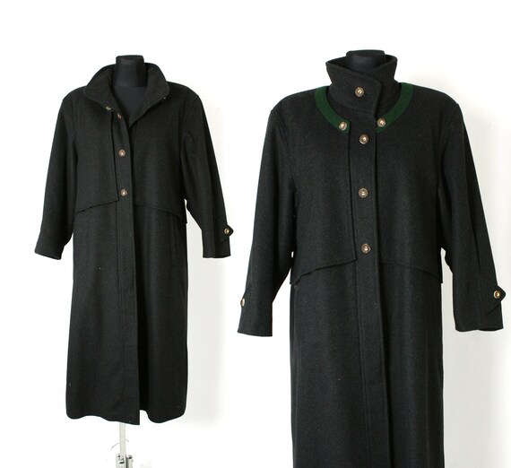 Vintage Wool Loden Coat, 70's 80's Trachten Dirndl