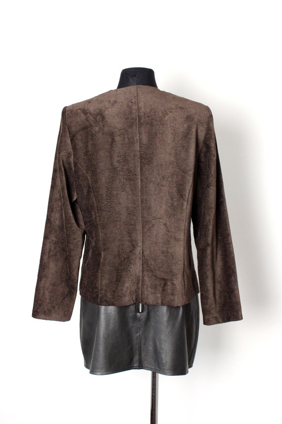 Brown velvet jacket, Vintage 80's 90's crop jacqu… - image 3