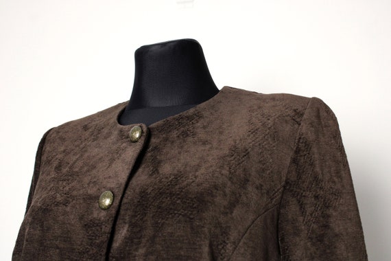 Brown velvet jacket, Vintage 80's 90's crop jacqu… - image 4