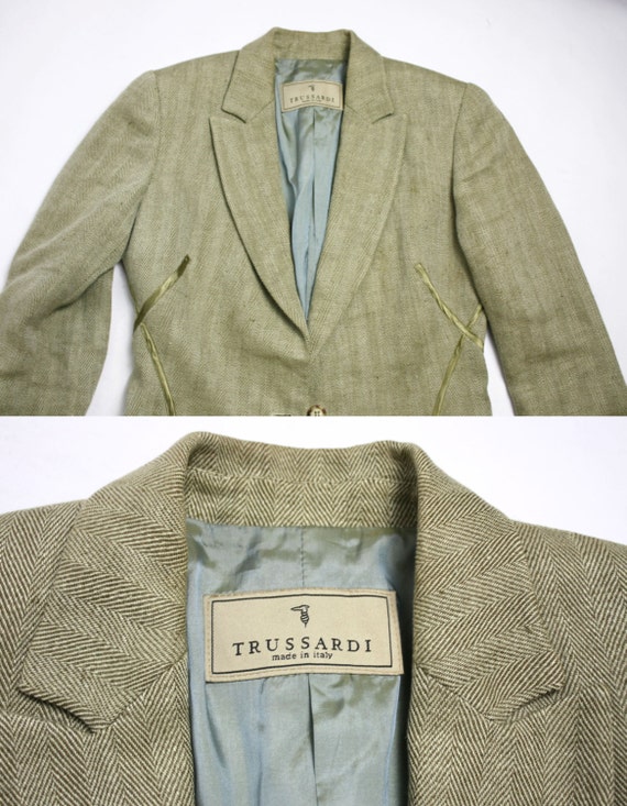 Vintage 80's 90'S Trussardi Beige Pure Linen Fitt… - image 5