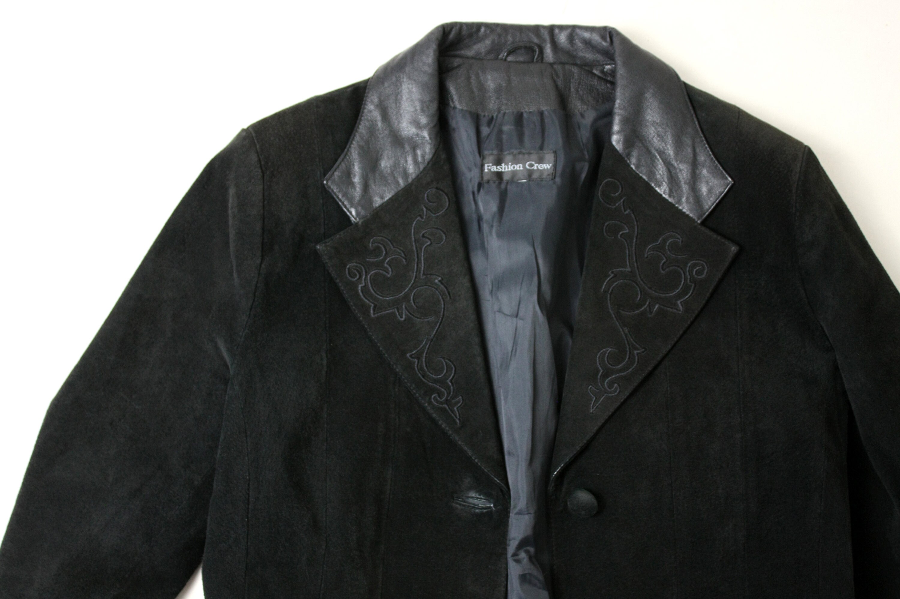 Vintage 90s Black Suede Blazer: Fitted Leather Jacket - Etsy