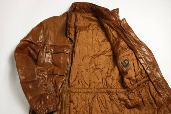 Vintage 70's 80's Camel Brown Genuine Leather Uni… - image 5