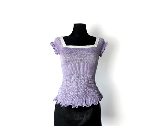 Navy Blue Popcorn Knit Top