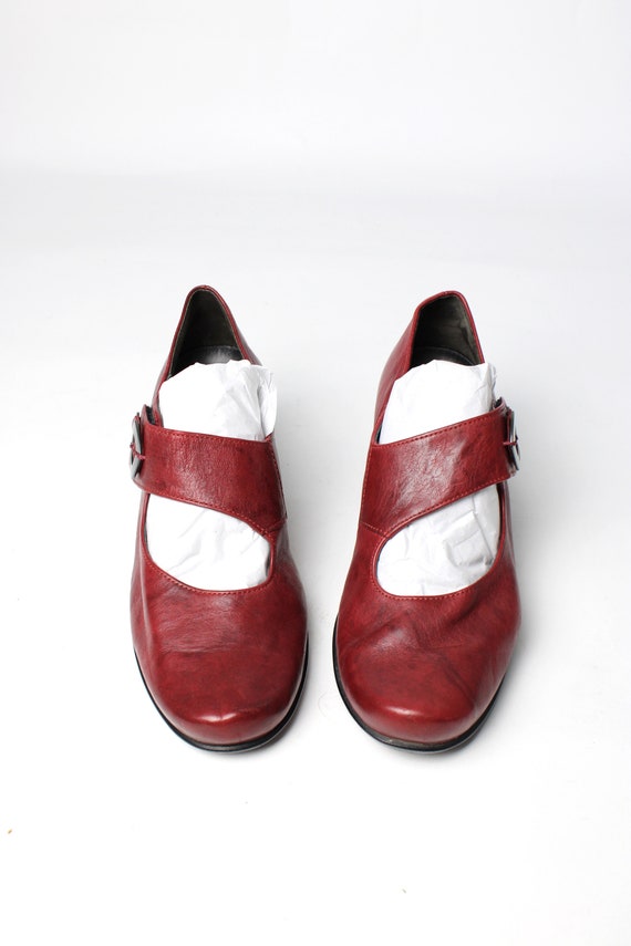 Vintage 80's 90's Gabor Red Leather Mary Janes Ro… - image 4