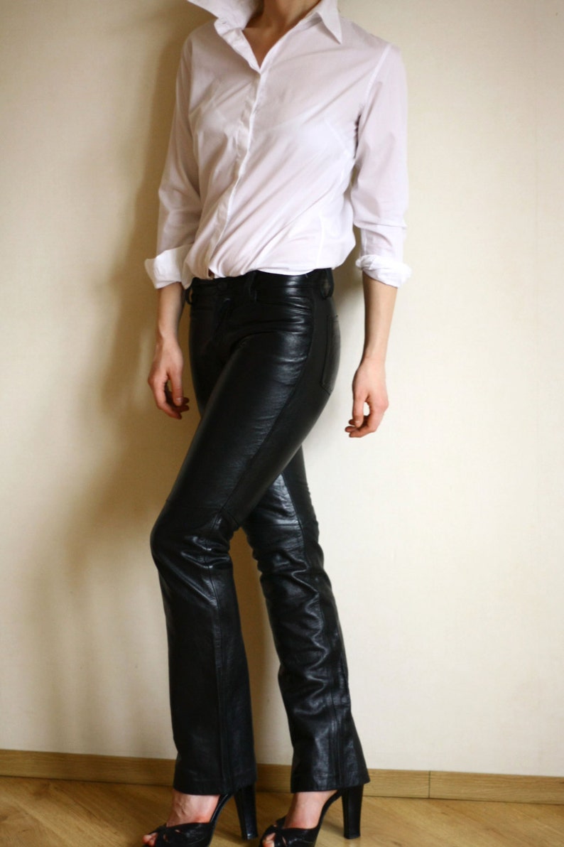 Vintage Women's GAP Black Genuine Leather Boot Cut Pants Etsy
