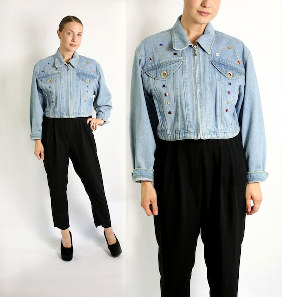 Vintage Betty Barclay 80's 90's Light Blue Denim … - image 1