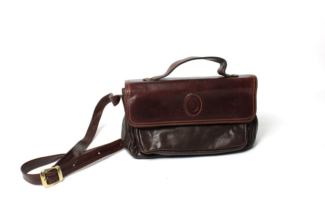 Vintage Top Handle Messenger Bag 70's 80's Brown Etsy