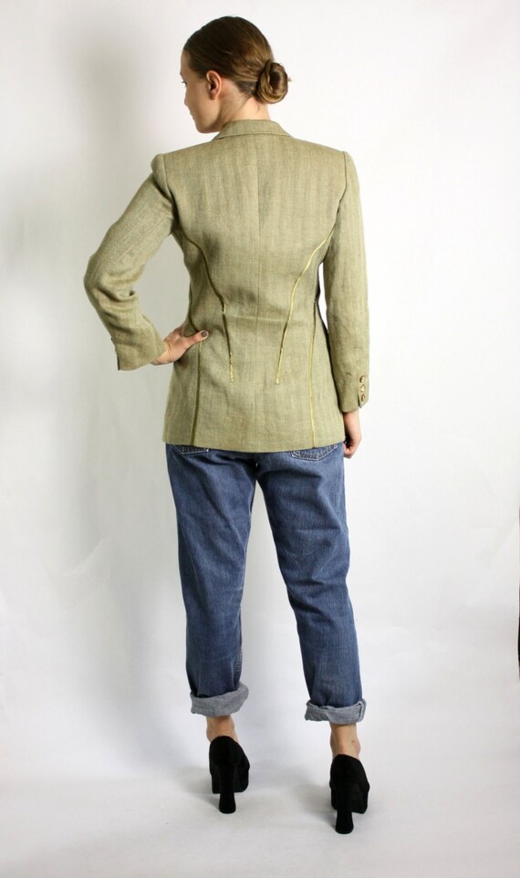 Vintage 80's 90'S Trussardi Beige Pure Linen Fitt… - image 4