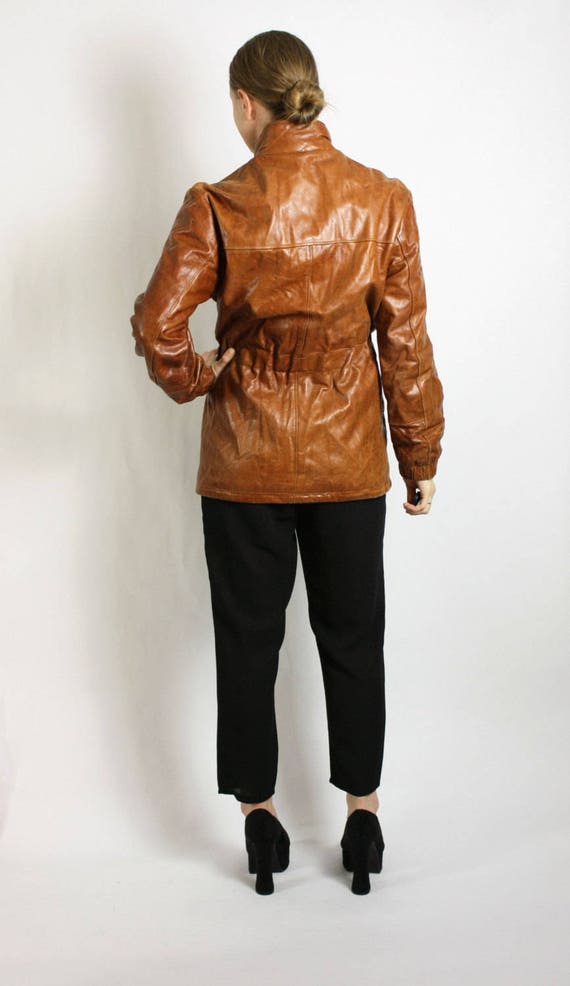 Vintage 70's 80's Camel Brown Genuine Leather Uni… - image 3