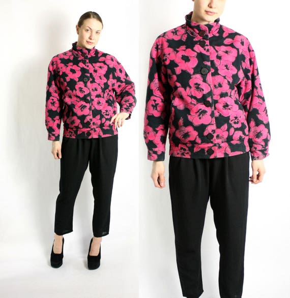 80s90s vintage floral fur bomber jacket Vintage Floral Bomber