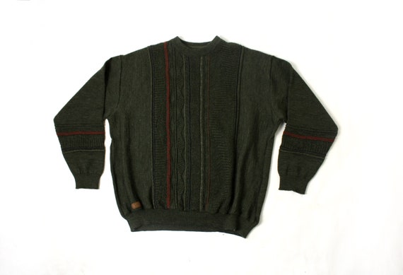 Vintage Tyrol Wool Sweater, 80's 90's Green textur
