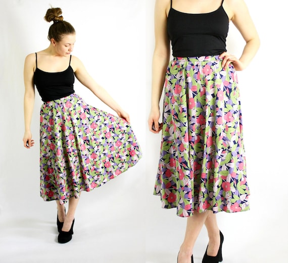 Jupe Vintage En Coton – Rose à Fleurs – Mi-longue – Taille 38/40 – Neuf Sans étiquette