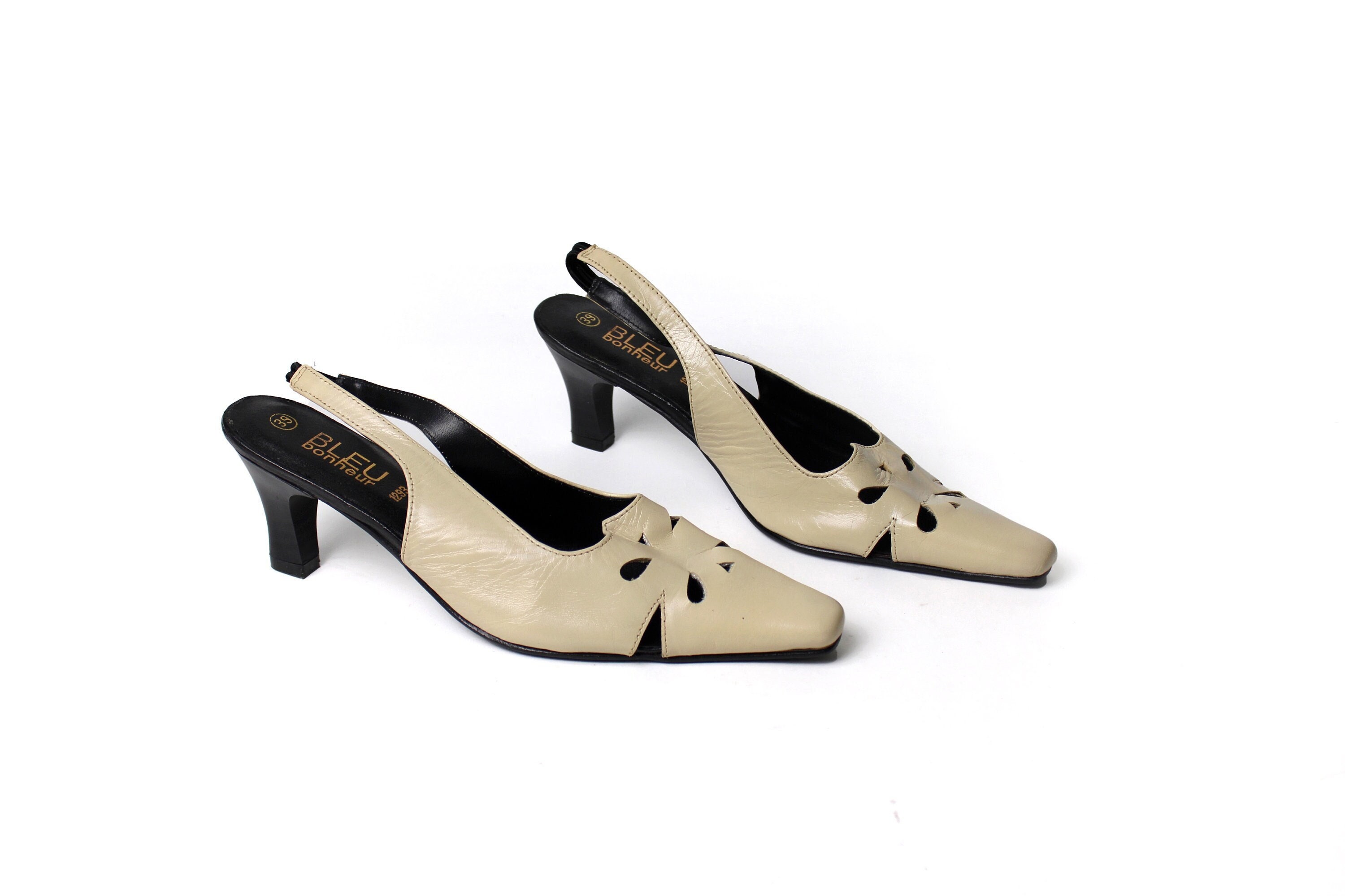Louis Vuitton Authentic Vintage Kitten Heels Sandals Slides Women size 38